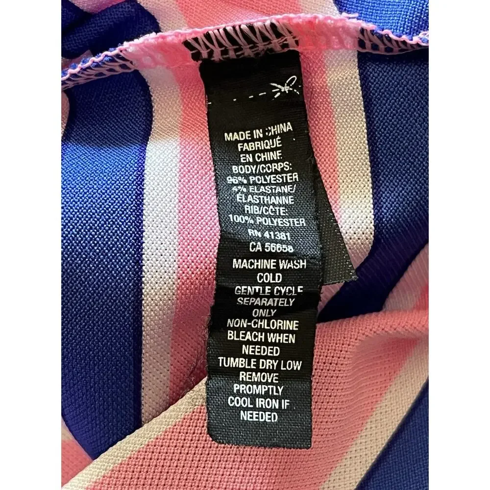 RLX Ralph Lauren Golf Polo Men L Pink Blue Wht Stripe Bear Mountain Performance